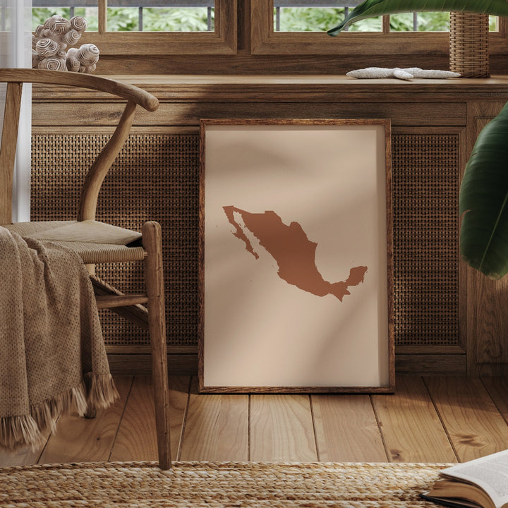 Mexico Map Boho Wall Art Print Mid Century Travel Poster