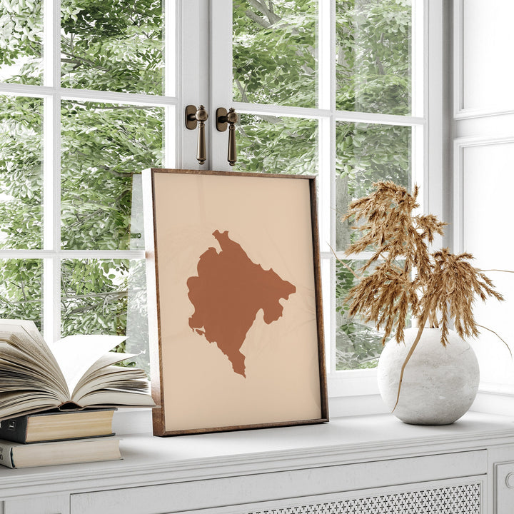 Montenegro Map Boho Wall Art Print Mid Century Travel Poster