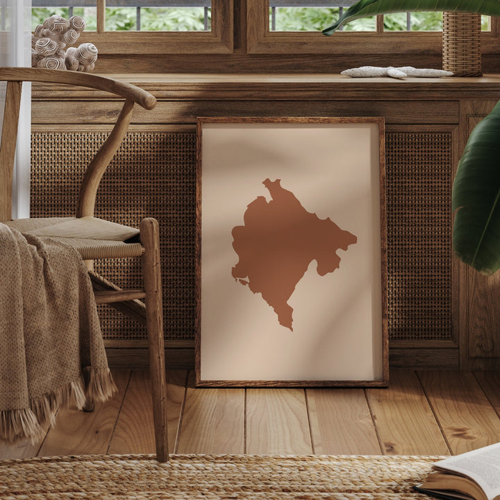 Montenegro Map Boho Wall Art Print Mid Century Travel Poster