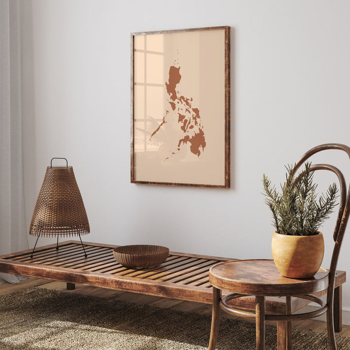 Philippines Map Boho Wall Art Print Mid Century Travel Poster