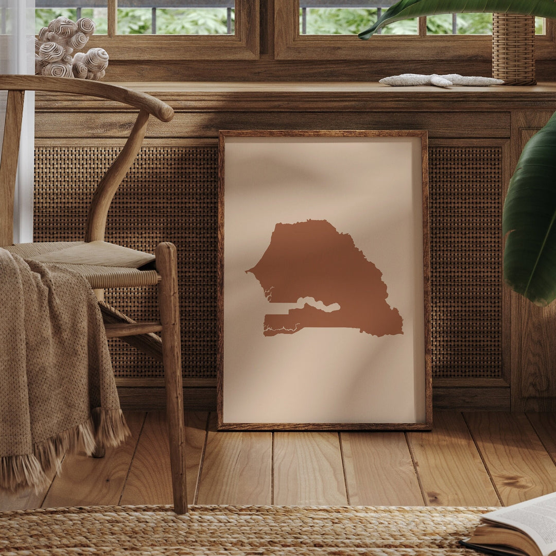 Senegal Map Boho Wall Art Print Mid Century Travel Poster