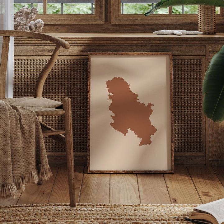 Serbia Map Boho Wall Art Print Mid Century Travel Poster
