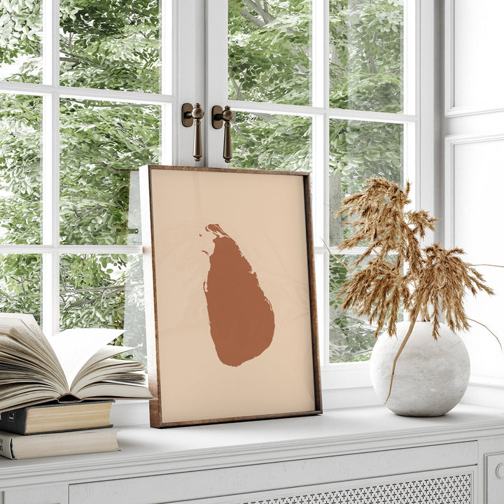 Sri Lanka Map Boho Wall Art Print Mid Century Travel Poster