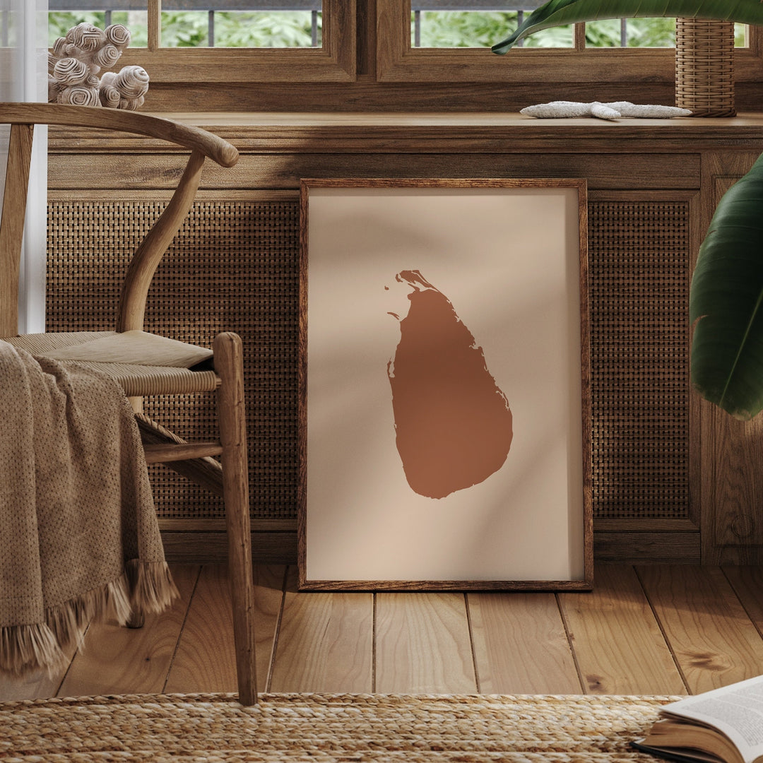 Sri Lanka Map Boho Wall Art Print Mid Century Travel Poster