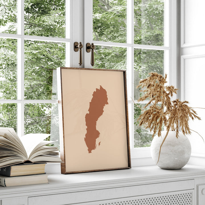 Sweden Map Boho Wall Art Print Mid Century Travel Poster