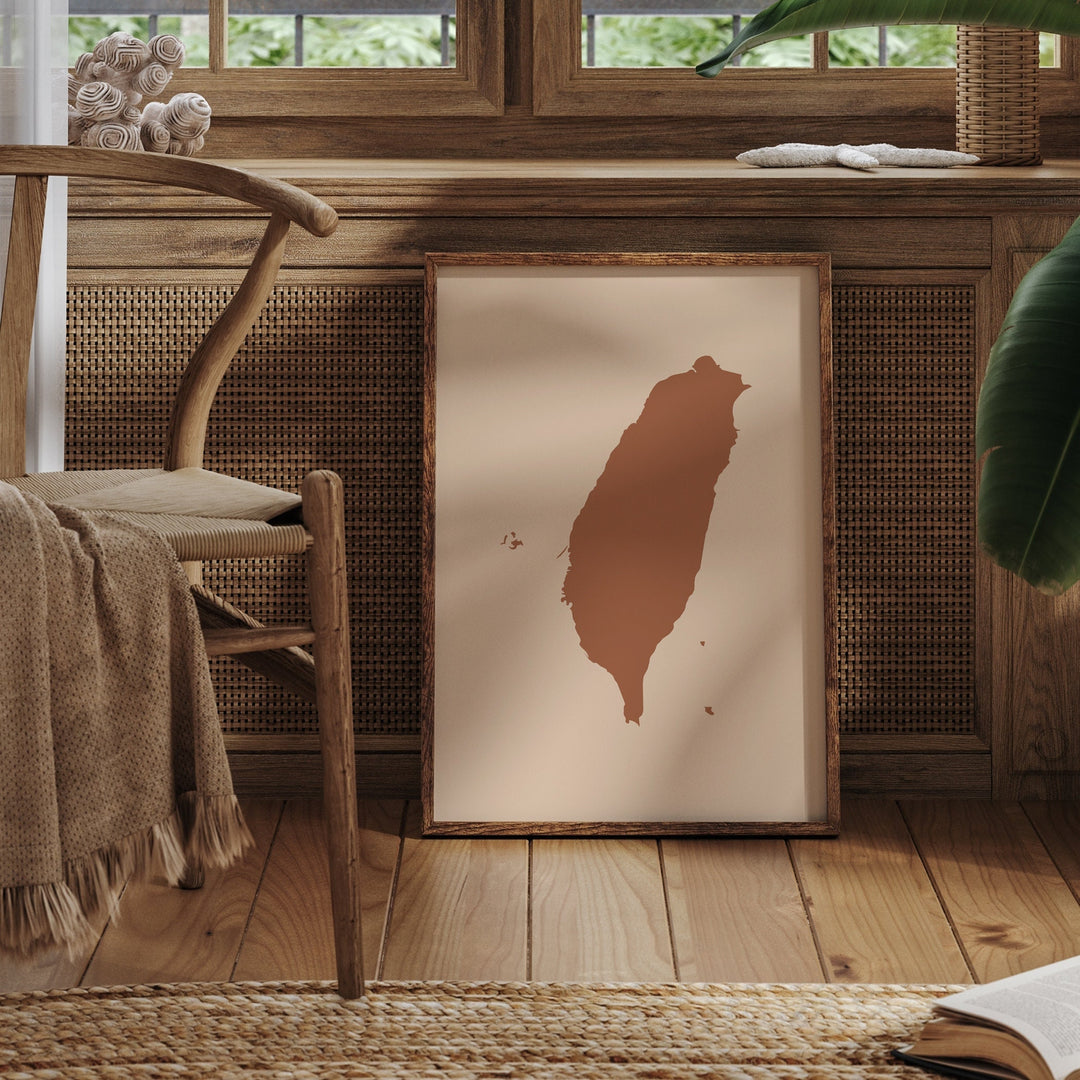 Taiwan Map Boho Wall Art Print Mid Century Travel Poster