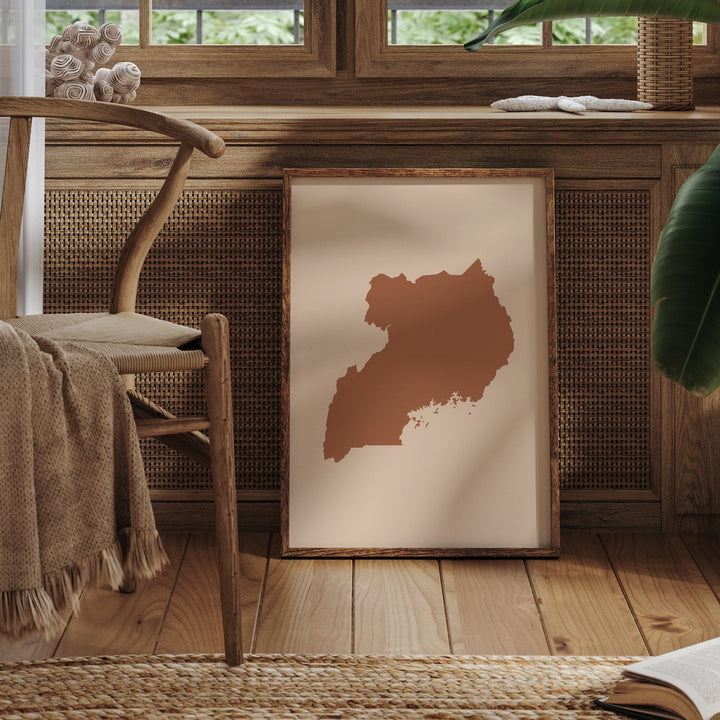 Uganda Map Boho Wall Art Print Mid Century Travel Poster