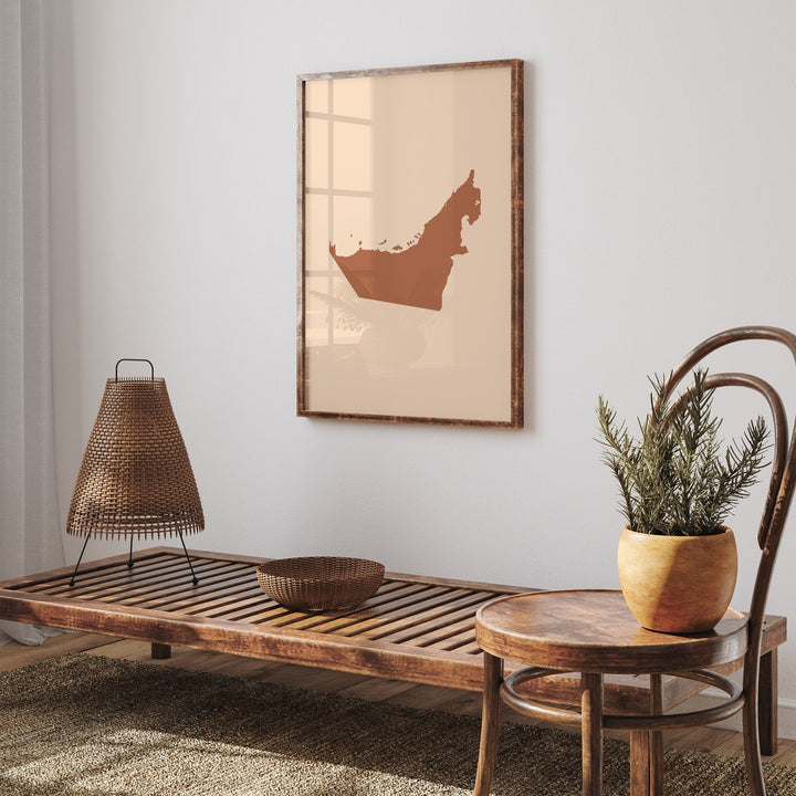 United Arab Emirates Map Boho Wall Art Print Mid Century Travel Poster UAE