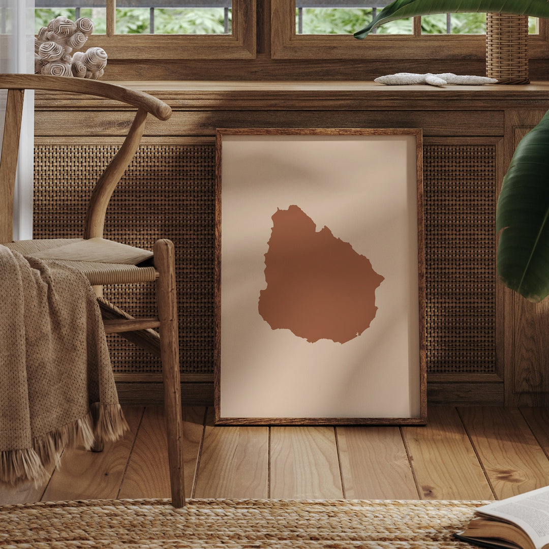 Uruguay Map Boho Wall Art Print Mid Century Travel Poster