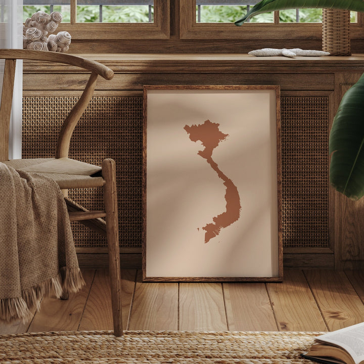 Vietnam Map Boho Wall Art Print Mid Century Travel Poster