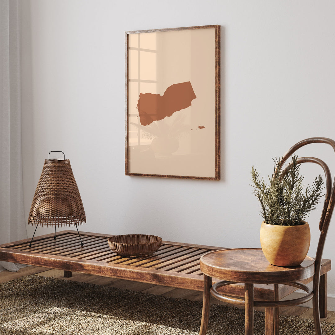 Yemen Map Boho Wall Art Print Mid Century Travel Poster