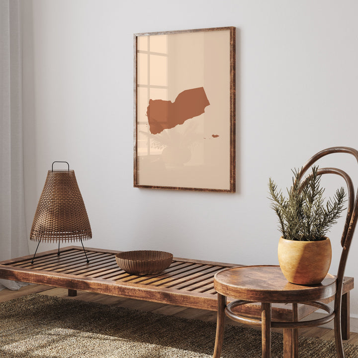 Yemen Map Boho Wall Art Print Mid Century Travel Poster
