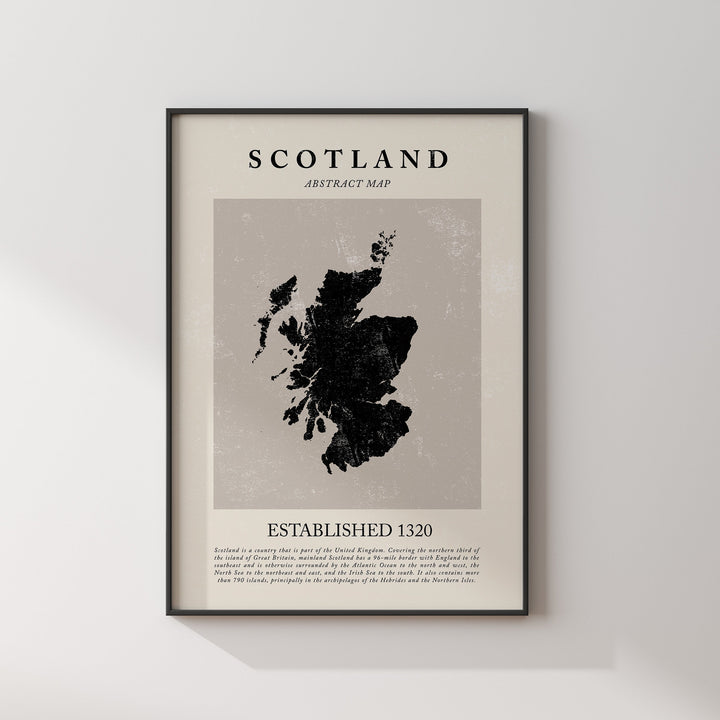 Abstract Scotland Map Vintage Wall Art Print Picasso & Matisse Inspired Travel Poster Outline Edition