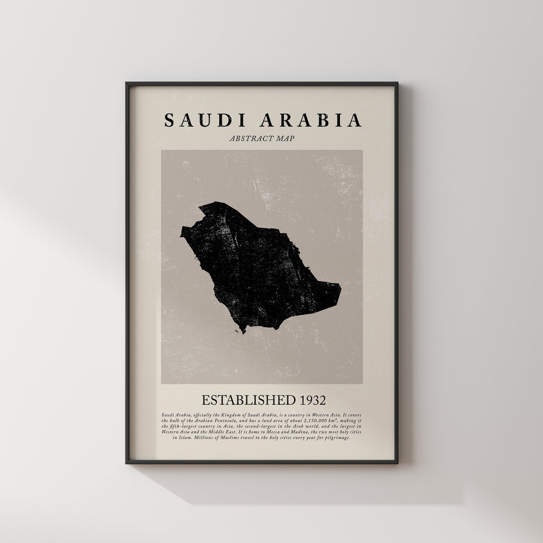 Abstract Saudi Arabia Map Vintage Wall Art Print Picasso & Matisse Inspired Travel Poster Outline Edition