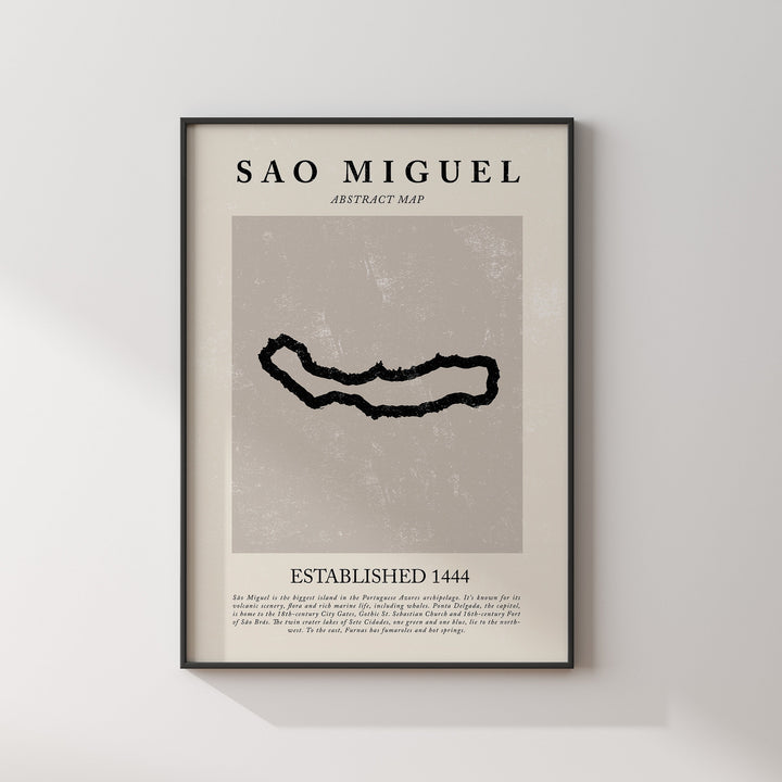 Abstract Sao Miguel Map Vintage Wall Art Print Picasso & Matisse Inspired Travel Poster Outline Edition