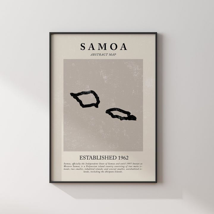 Abstract Samoa Map Vintage Wall Art Print Picasso & Matisse Inspired Travel Poster Outline Edition