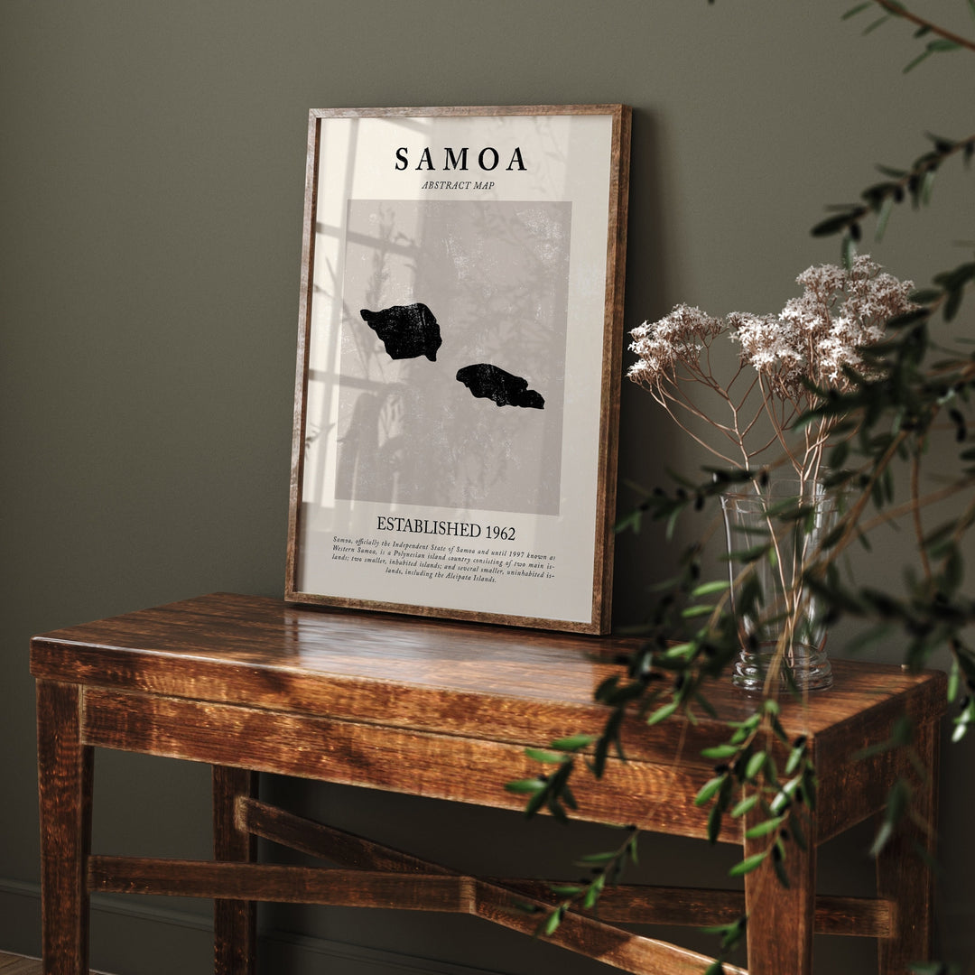 Abstract Samoa Map Vintage Wall Art Print Picasso & Matisse Inspired Travel Poster Outline Edition