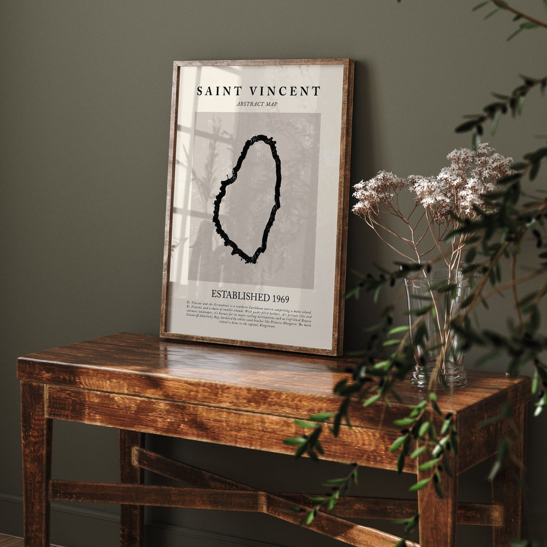 Abstract Saint Vincent Map Vintage Wall Art Print Picasso & Matisse Inspired Travel Poster