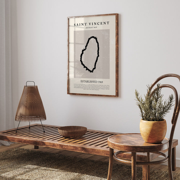 Abstract Saint Vincent Map Vintage Wall Art Print Picasso & Matisse Inspired Travel Poster