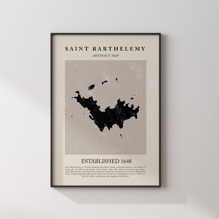 Abstract Saint Barthelemy Map Vintage Wall Art Print Picasso + Matisse Inspired Travel Poster OE