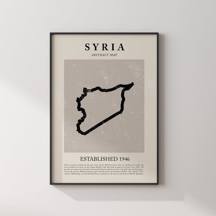 Abstract Syria Map Vintage Wall Art Print Picasso + Matisse Inspired Travel Poster OE