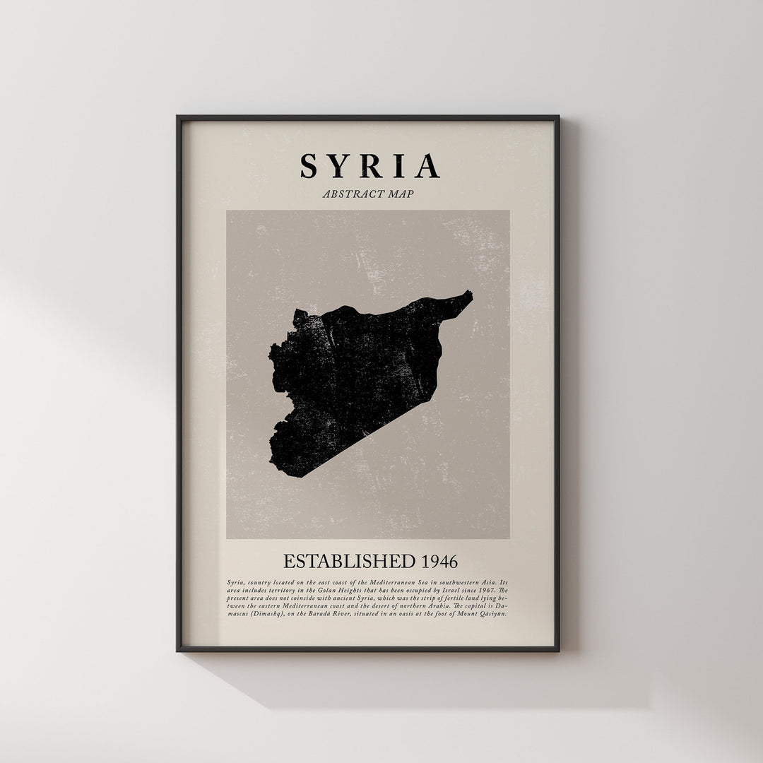 Abstract Syria Map Vintage Wall Art Print Picasso + Matisse Inspired Travel Poster OE