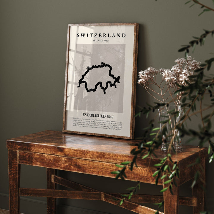 Abstract Switzerland Map Vintage Wall Art Print Picasso + Matisse Inspired Travel Poster OE