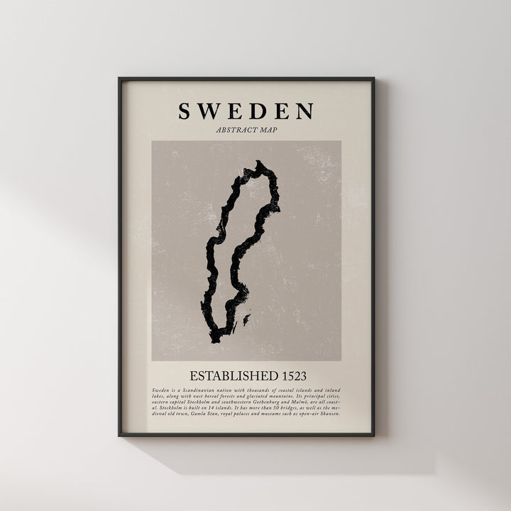 Abstract Sweden Map Vintage Wall Art Print Picasso + Matisse Inspired Travel Poster OE