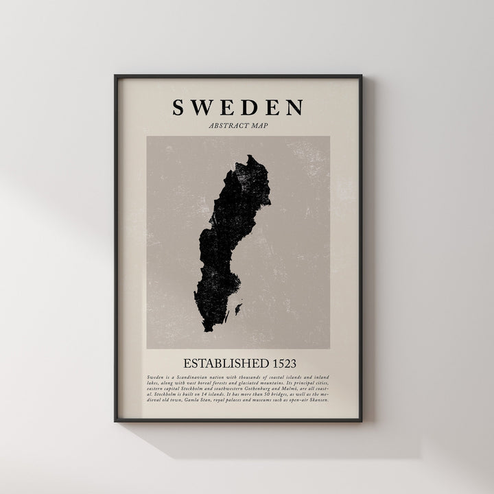 Abstract Sweden Map Vintage Wall Art Print Picasso + Matisse Inspired Travel Poster OE