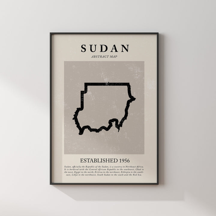 Abstract Sudan Map Vintage Wall Art Print Picasso + Matisse Inspired Travel Poster