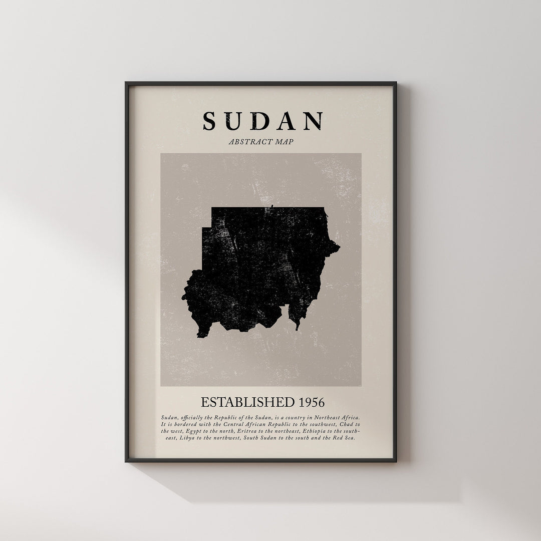 Abstract Sudan Map Vintage Wall Art Print Picasso + Matisse Inspired Travel Poster