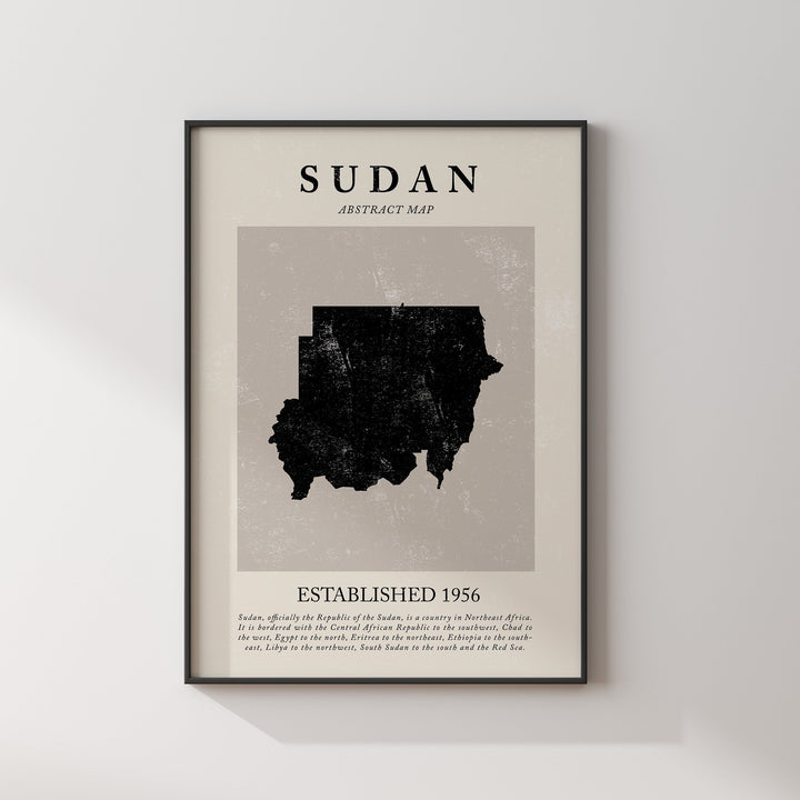 Abstract Sudan Map Vintage Wall Art Print Picasso + Matisse Inspired Travel Poster OE