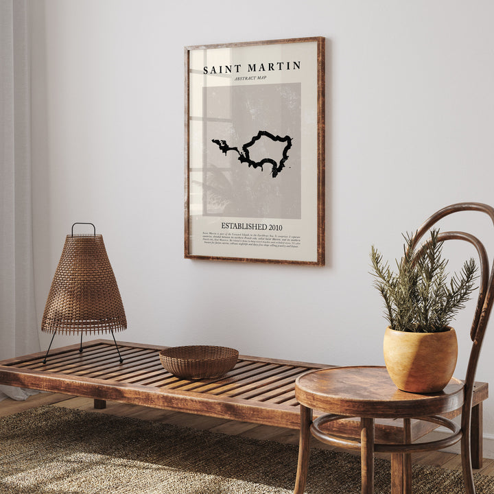 Abstract Saint Martin Map Vintage Wall Art Print Picasso + Matisse Inspired Travel Poster OE