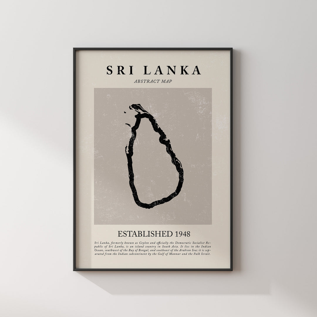 Abstract Sri Lanka Map Vintage Wall Art Print Picasso + Matisse Inspired Travel Poster OE Srilanka