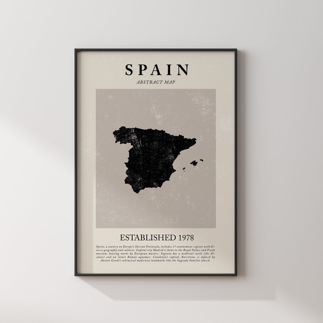 Abstract Spain Map Vintage Wall Art Print Picasso + Matisse Inspired Travel Poster