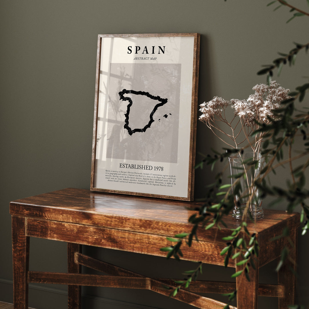 Abstract Spain Map Vintage Wall Art Print Picasso + Matisse Inspired Travel Poster