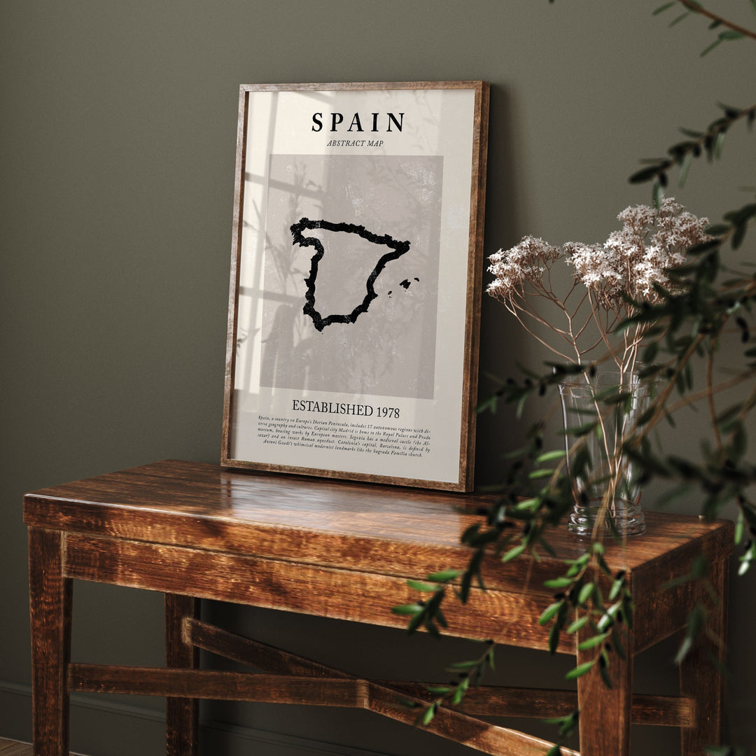 Abstract Spain Map Vintage Wall Art Print Picasso + Matisse Inspired Travel Poster OE