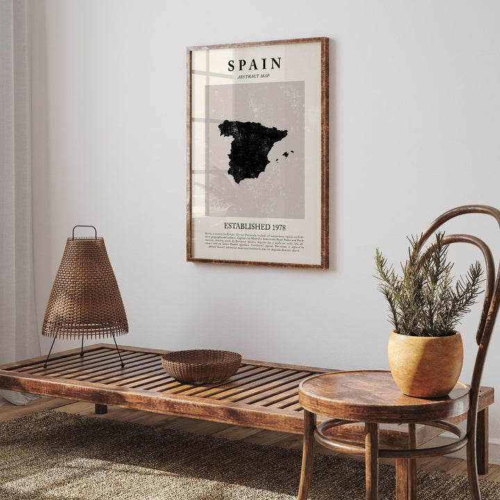Abstract Spain Map Vintage Wall Art Print Picasso + Matisse Inspired Travel Poster