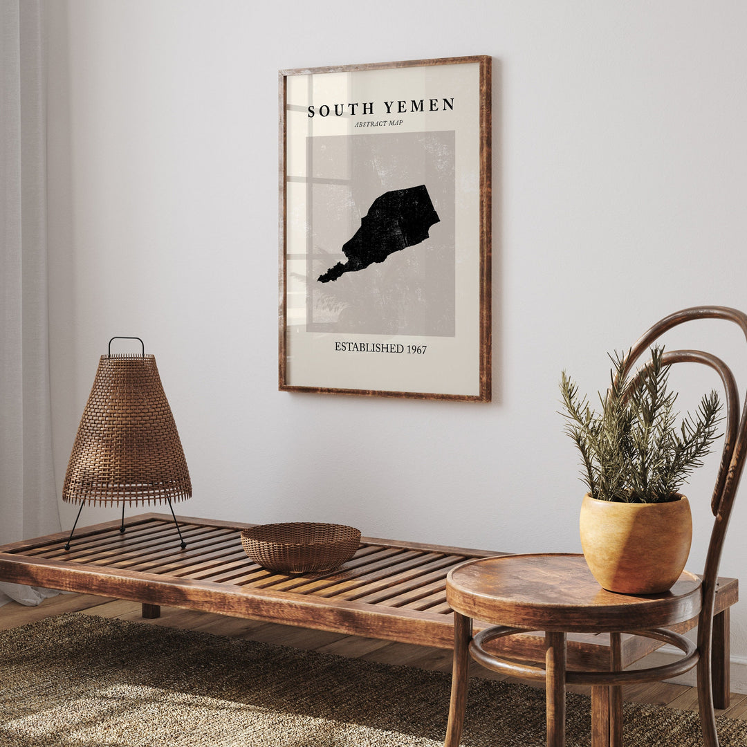 Abstract South Yemen Map Vintage Wall Art Print Picasso + Matisse Inspired Travel Poster OE