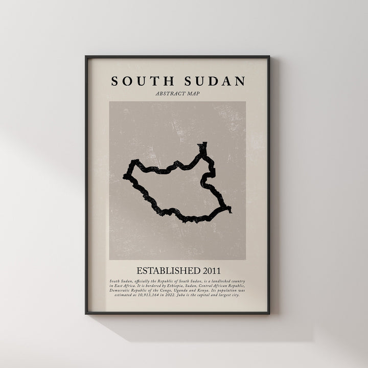 Abstract South Sudan Map Vintage Wall Art Print Picasso + Matisse Inspired Travel Poster OE