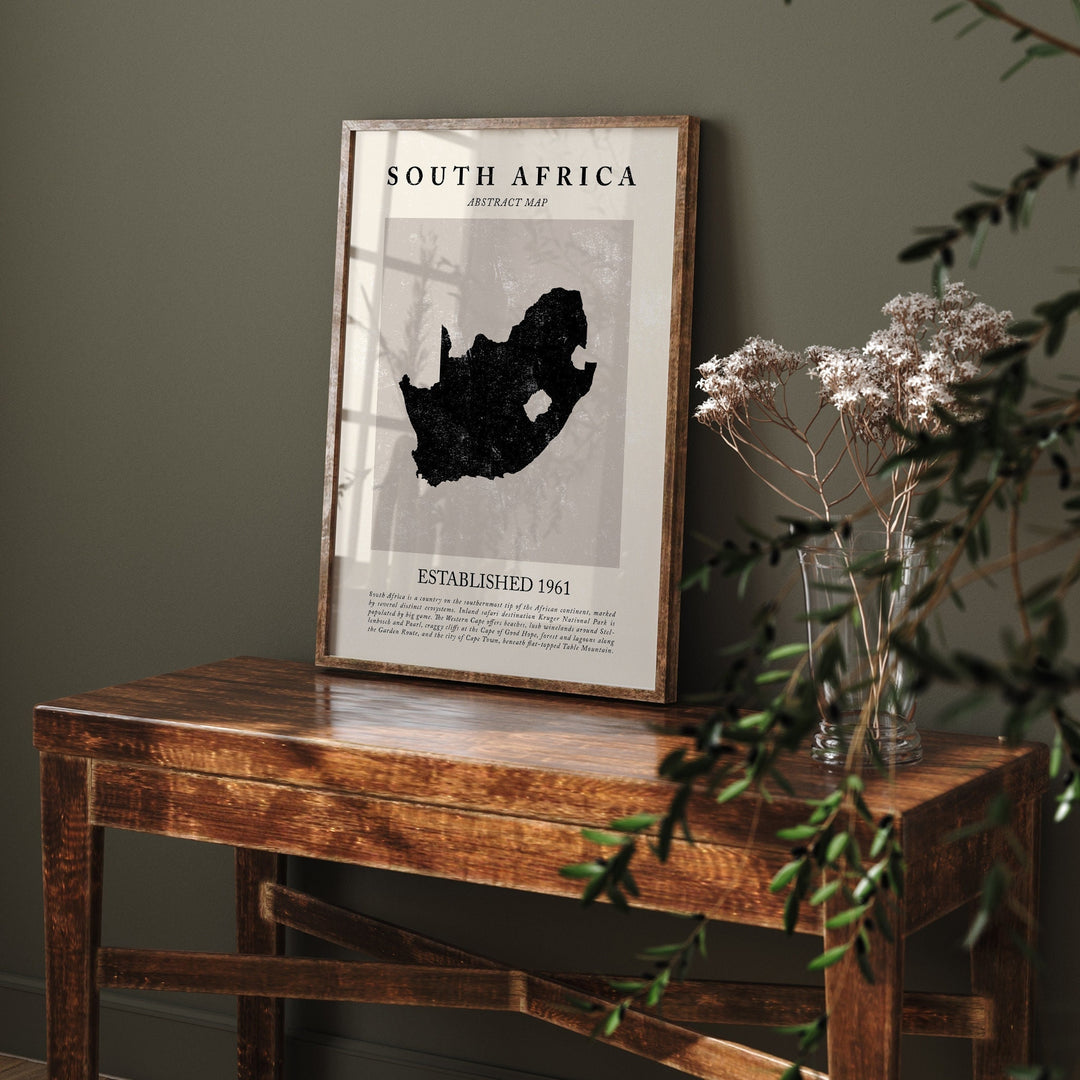 Abstract South Africa Map Vintage Wall Art Print Picasso + Matisse Inspired Travel Poster