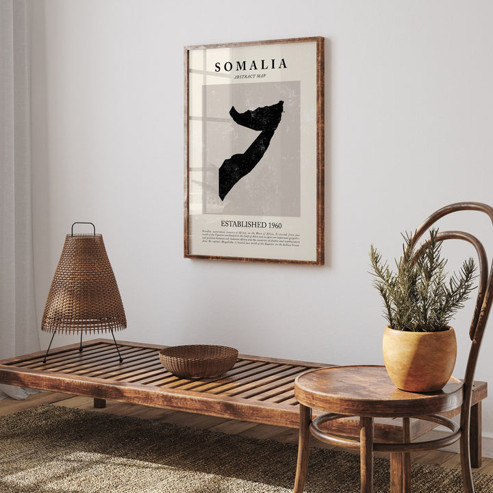 Abstract Somalia Map Vintage Wall Art Print Picasso + Matisse Inspired Travel Poster
