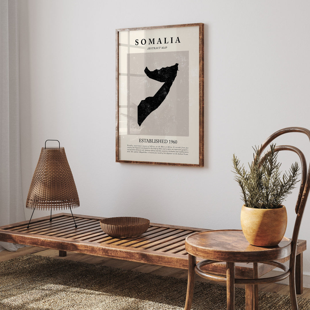Abstract Somalia Map Vintage Wall Art Print Picasso + Matisse Inspired Travel Poster OE
