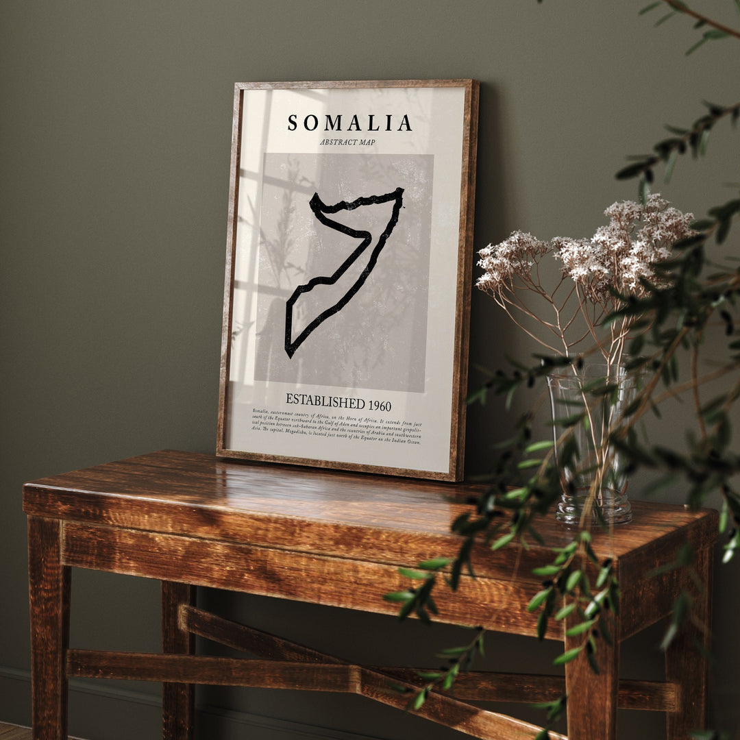Abstract Somalia Map Vintage Wall Art Print Picasso + Matisse Inspired Travel Poster
