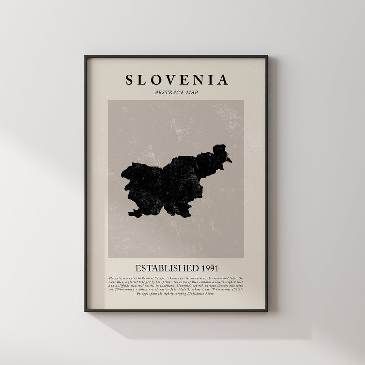 Abstract Slovenia Map Vintage Wall Art Print Picasso + Matisse Inspired Travel Poster OE