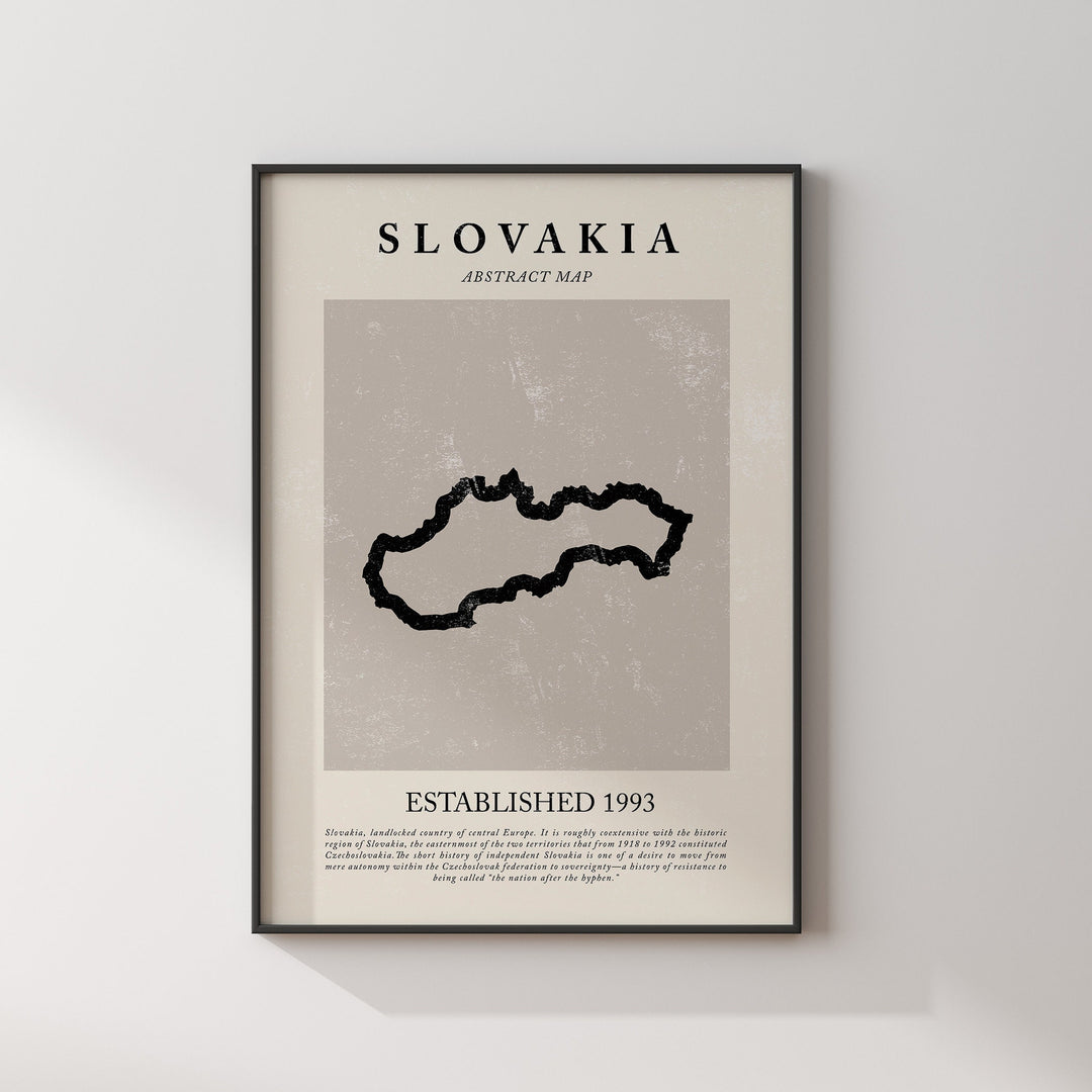 Abstract Slovakia Map Vintage Wall Art Print Picasso + Matisse Inspired Travel Poster