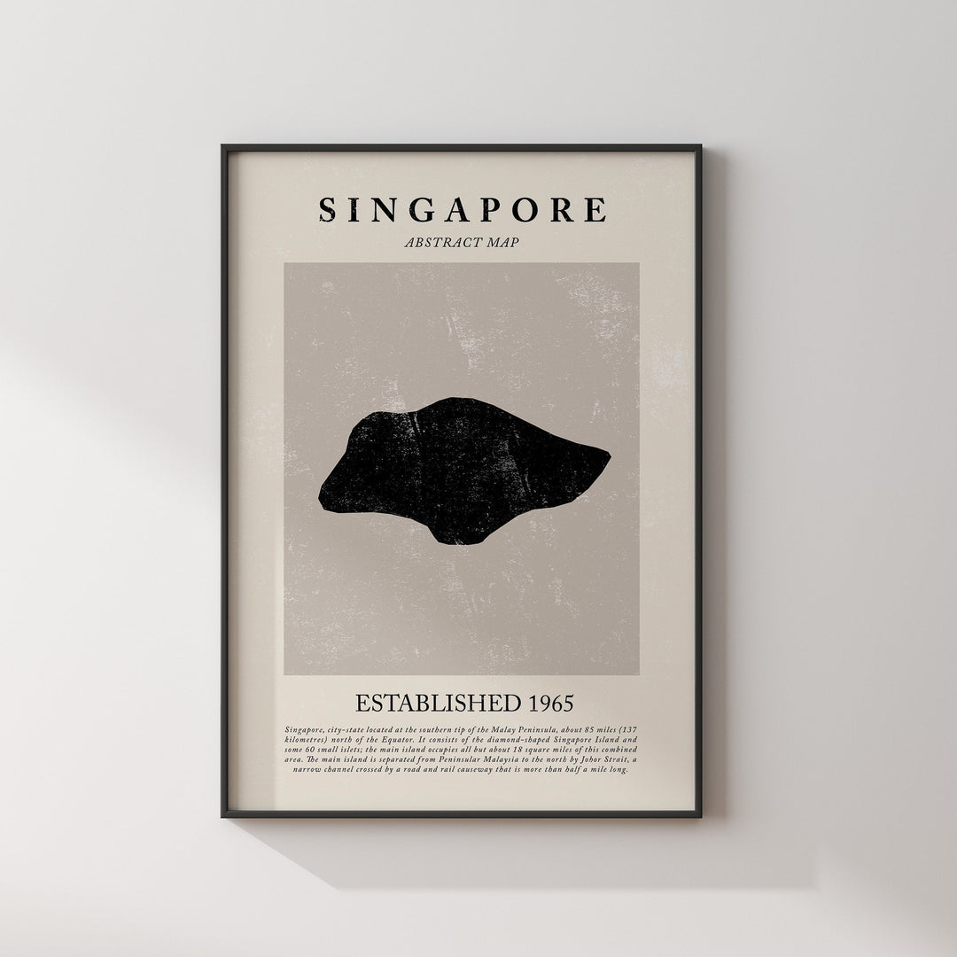 Abstract Singapore Map Vintage Wall Art Print Picasso + Matisse Inspired Travel Poster
