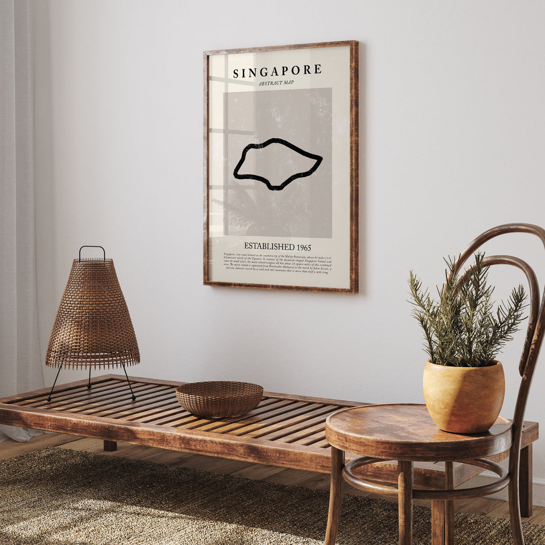 Abstract Singapore Map Vintage Wall Art Print Picasso + Matisse Inspired Travel Poster