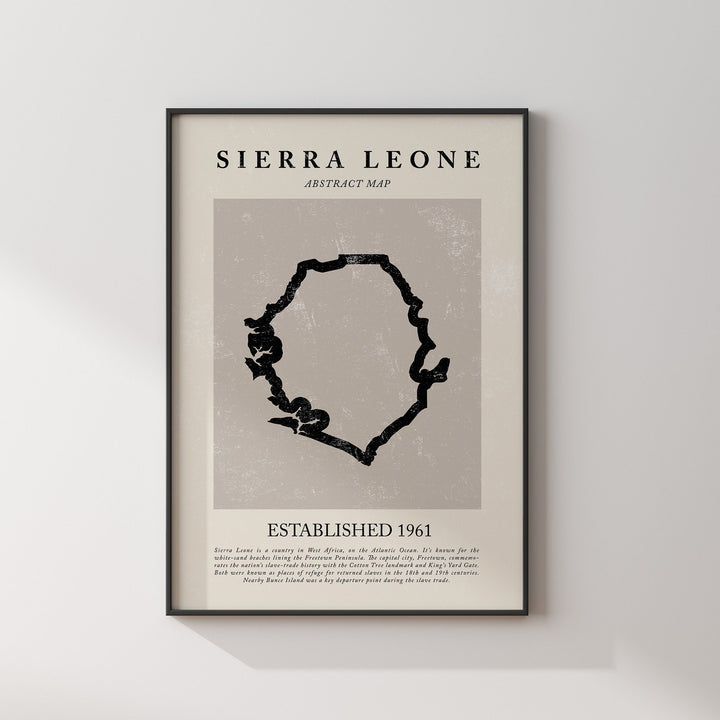 Abstract Sierra Leone Map Vintage Wall Art Print Picasso + Matisse Inspired Travel Poster