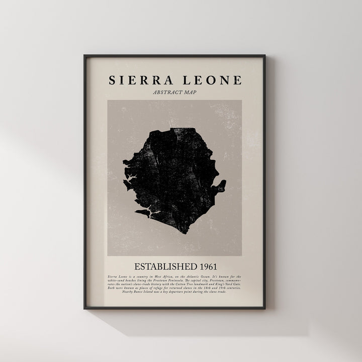 Abstract Sierra Leone Map Vintage Wall Art Print Picasso + Matisse Inspired Travel Poster